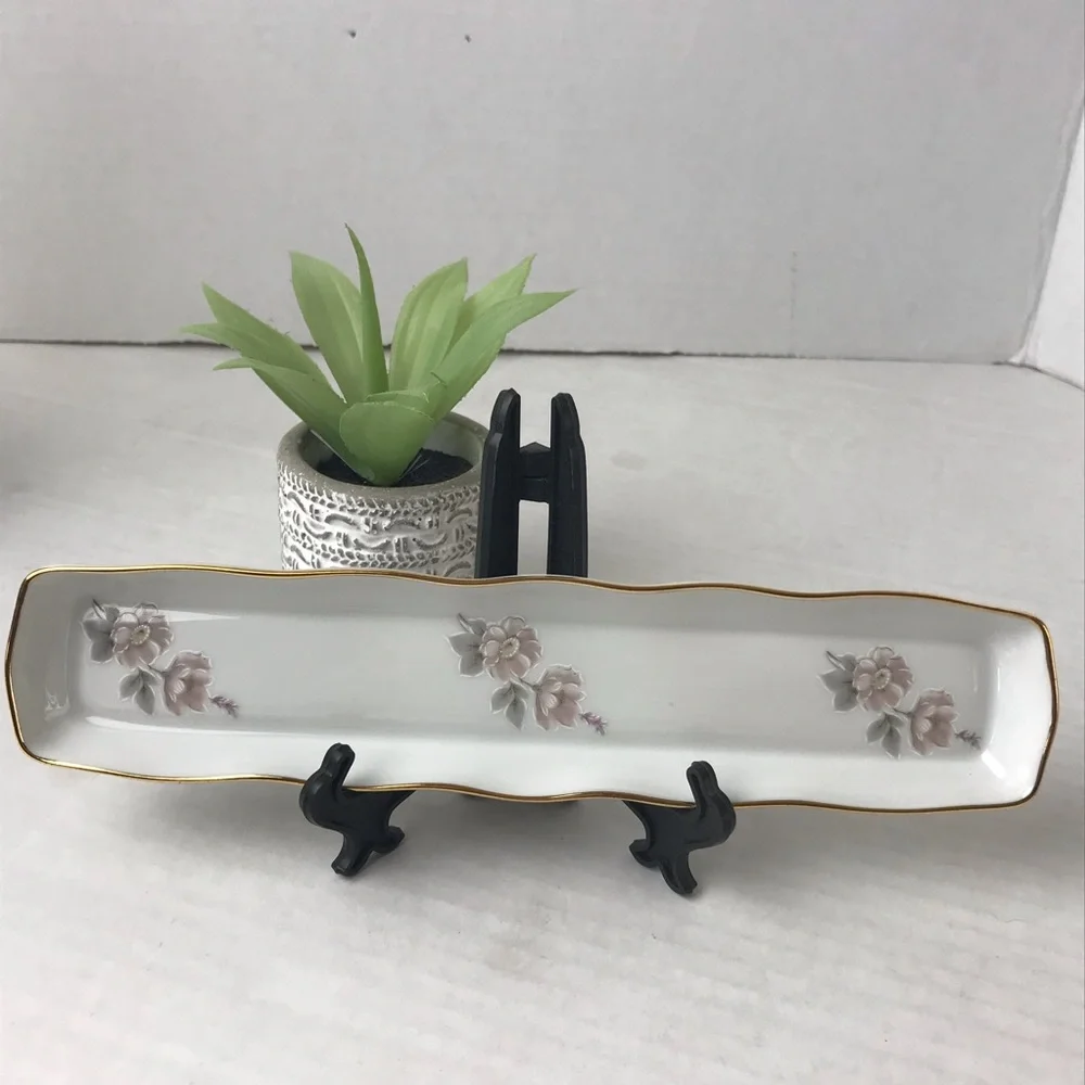 VINTAGE LIMOGES FRANCE By R. Leclair Hand Painted Floral Porcelain Trinket Tray